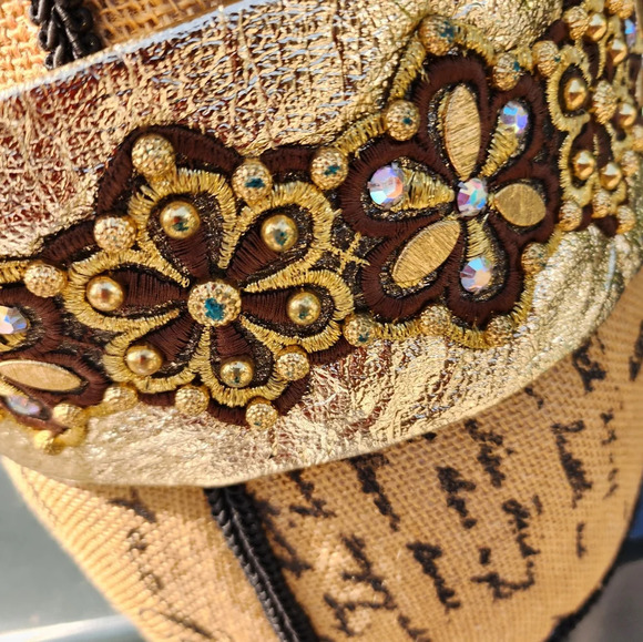 Vintage Gold Lamé Appliqué Belt S - Picture 10 of 10